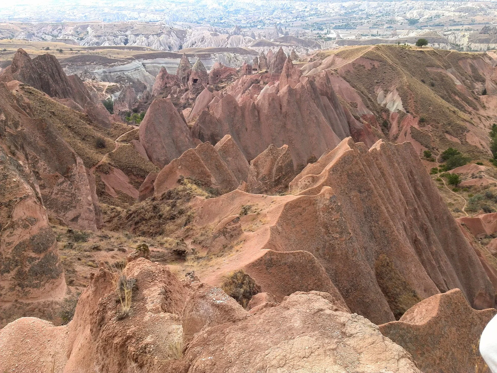 Rock landscape viewed from a Red Valley trail in Cappadocia