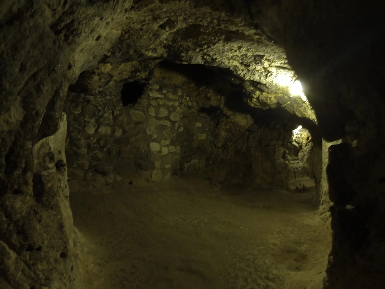 A carved room and adjoining openings at Derinkuyu