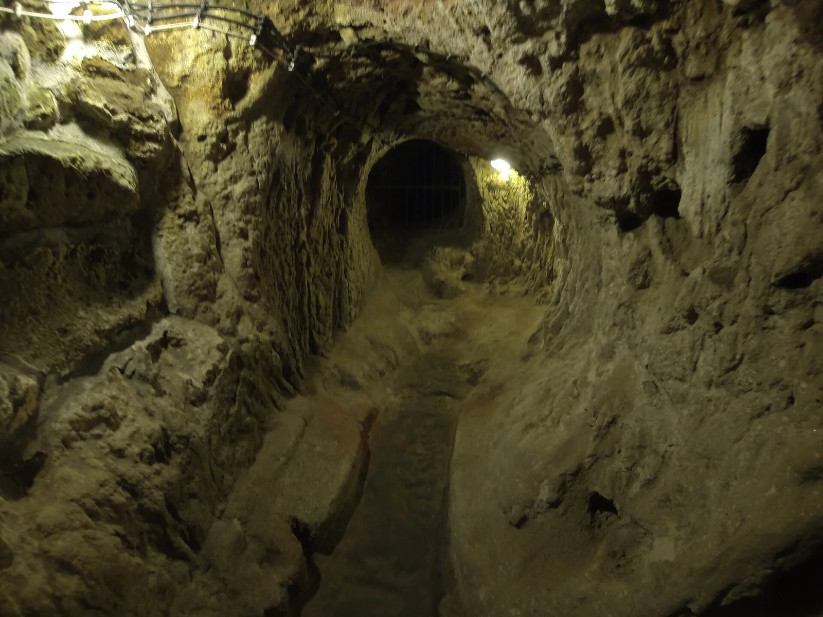 Steps descending through a narrow passage in Derinkuyu